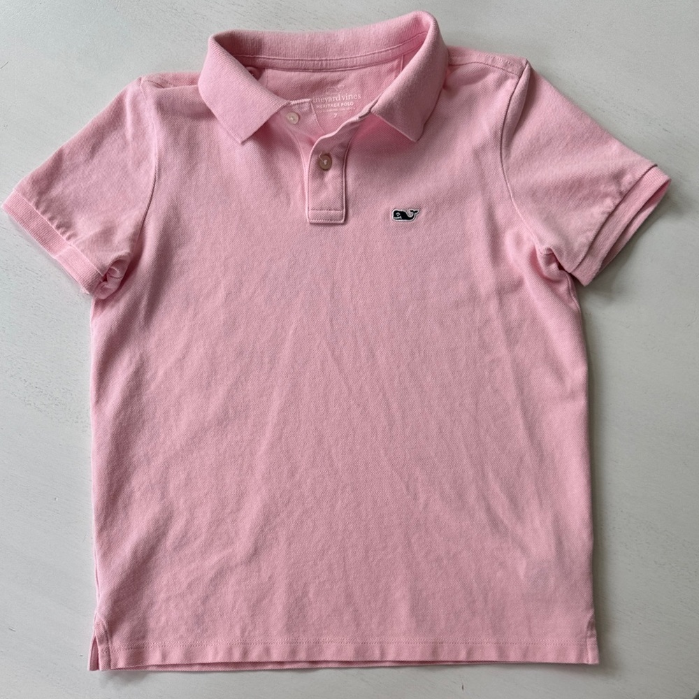 Vineyard Vines Kids Pique Polo in Soft Pink